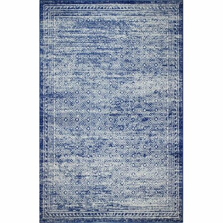 BASHIAN 7 ft. 6 in. x 9 ft. 6 in. Mayfair Collection Polypropylene Power Loom Area Rug, Dark Blue M147-DKBL-76X96-MR607